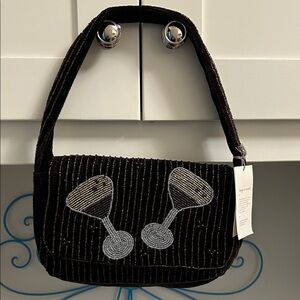 a new day Brown Suede Beaded Shoulder Bag